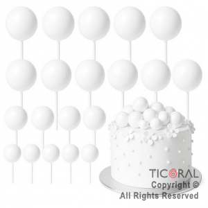 ESFERAS DECORATIVAS BLANCAS PARA DECORACION DE TORTAS X 20 UNIDADES